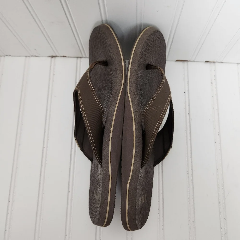 Sanuk Mens Size 11 Brown Flip Flop Thong Flat Comfort Water Friendly Sandals